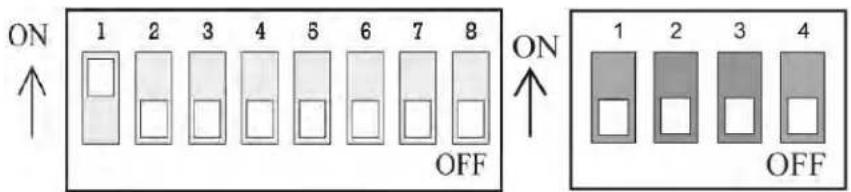 ON 1 2 3 4 5 6 7 8 OFF ON 1 2 3 4 OFF
