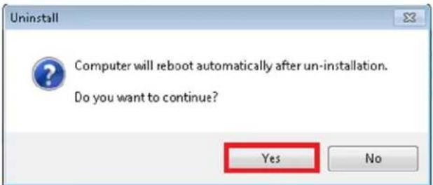 Uninstall Computer will reboot automatically after un-installation. Do you want to continue? Yes No