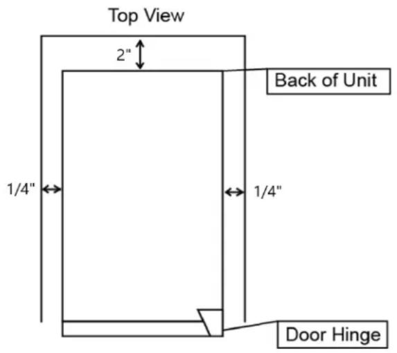 Top View 2" 1/4" Back of Unit 1/4" Door Hinge