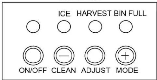ICE HARVEST BIN FULL ON/OFF CLEAN ADJUST MODE