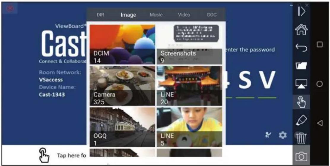 ViewBoard® Cast Connect & Collaborative Room Network: VSaccess Device Name: Cast-1343 DCIM 14 Screenshots 9 Camera 325 LINE 20 OGQ 1 LINE 5 Tap here fo enter the password SV