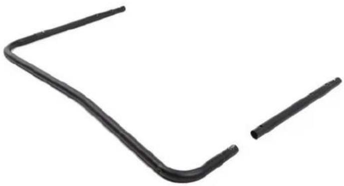 Two black curved lines forming a V-shape on white background (no text or symbols)