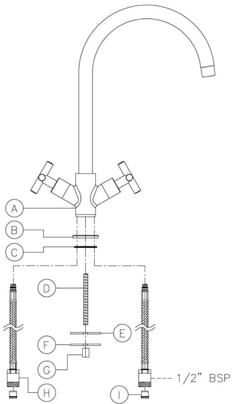 A B C D E F G H I 1/2" BSP