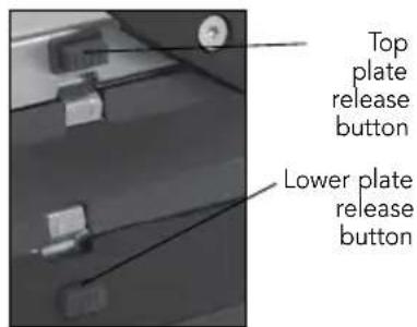 Top plate release button Lower plate release button