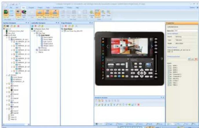 Screenshot of a software interface showing a 3D tablet with a virtual keyboard and a file explorer window, displaying a webpage with text and icons.