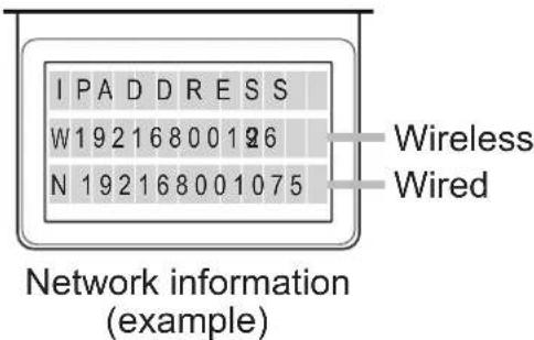 IPADDRESS W19216800196 N192168001075 Network information (example) Wireless Wired