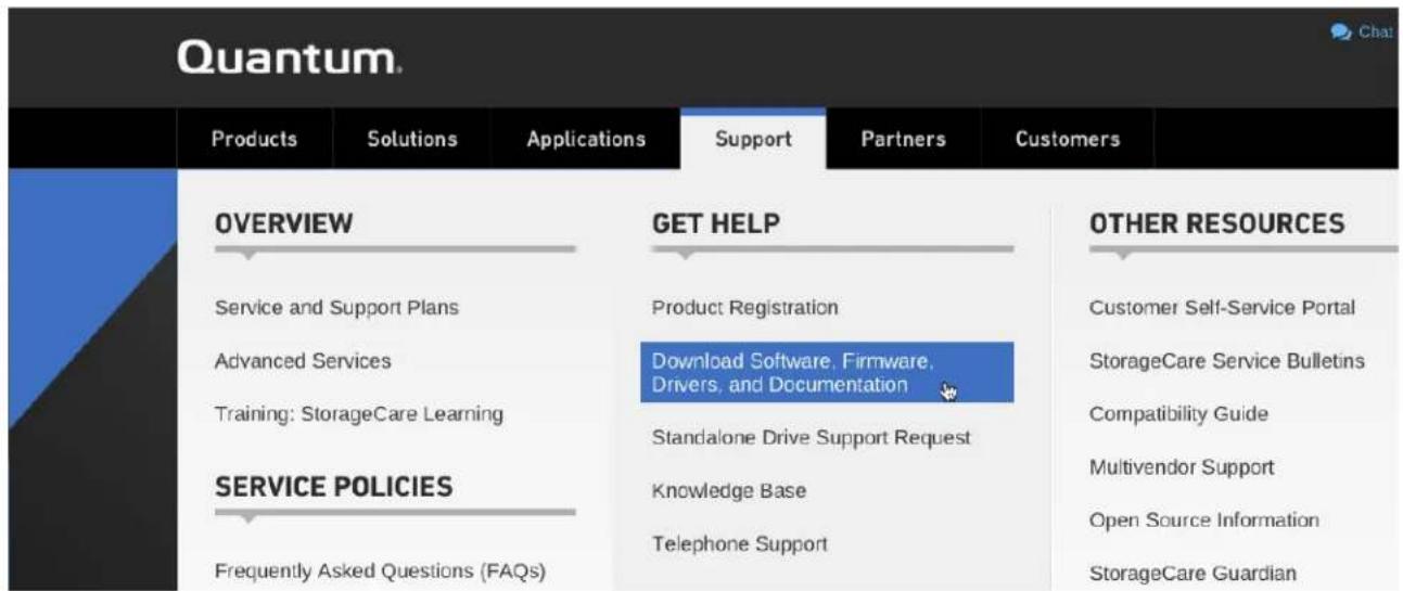 Quantum. Products Solutions Applications Support Partners Customers OVERVIEW GET HELP OTHER RESOURCES Service and Support Plans Product Registration Customer Self-Service Portal Advanced Services Download Software, Firmware, Drivers, and Documentation StorageCare Service Bulletins Training: StorageCare Learning Standalone Drive Support Request Compatibility Guide SERVICE POLICIES Knowledge Base Multivendor Support Frequently Asked Questions (FAQs) Telephone Support Open Source Information StorageCare Guardian
