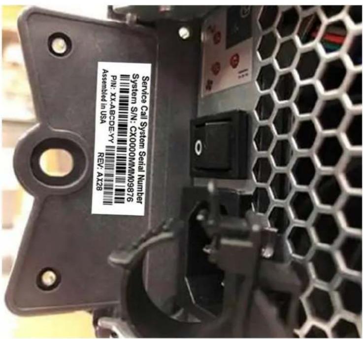 Service Call System Serial Number System S/N: CX0000MM09876 PIN: XX-ABCDEYY Assembled in USA REV: A228
