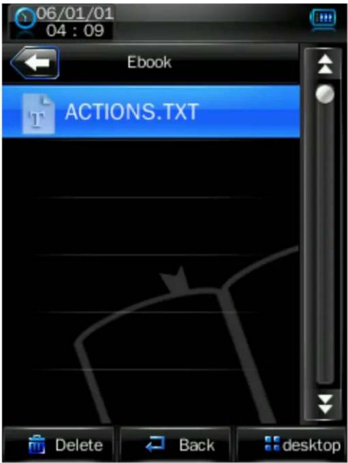 06/01/01 04 : 09 Ebook T ACTIONS.TXT Delete Back也不Desktop