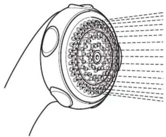 Technical line drawing of a mechanical component with radial flow lines (no text or symbols)