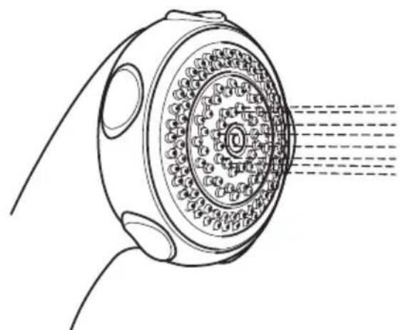 Technical line drawing of a mechanical component with concentric circular features and radial flow lines (no text or symbols)