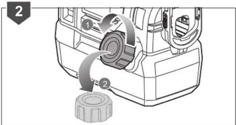 Diagram showing a mechanical component with numbered parts and directional arrows indicating motion or assembly.