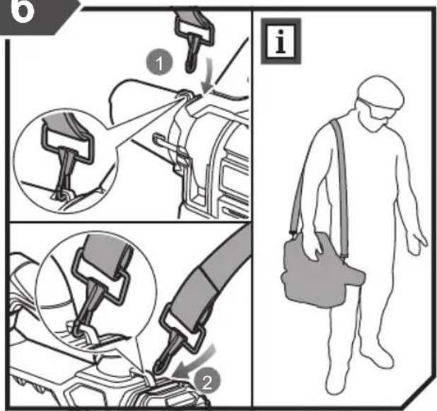 Diagram illustrating car seatbelt usage steps with numbered instructions and a person carrying a bag