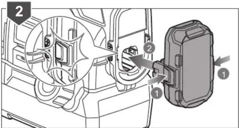 Technical diagram showing a mechanical assembly with labeled components and an inset magnified view of a component.