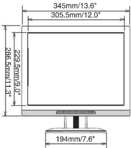 345mm/13.6" 305.5mm/12.0" 229.5mm/9.0" 286.5mm/11.3" 194mm/7.6"
