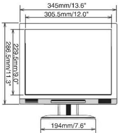 345mm/13.6" 305.5mm/12.0" 229.5mm/9.0" 286.5mm/11.3" 194mm/7.6"