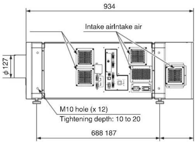 934 Intake airIntake air φ127 M10 hole (x 12) Tightening depth: 10 to 20 688 187