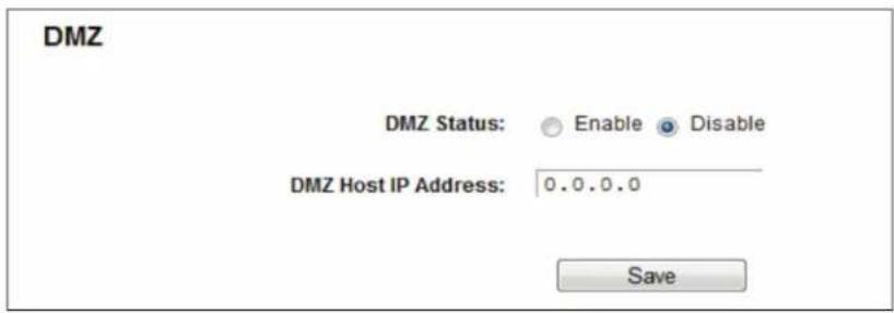 DMZ DMZ Status: Enable Disable DMZ Host IP Address: 0.0.0.0 Save