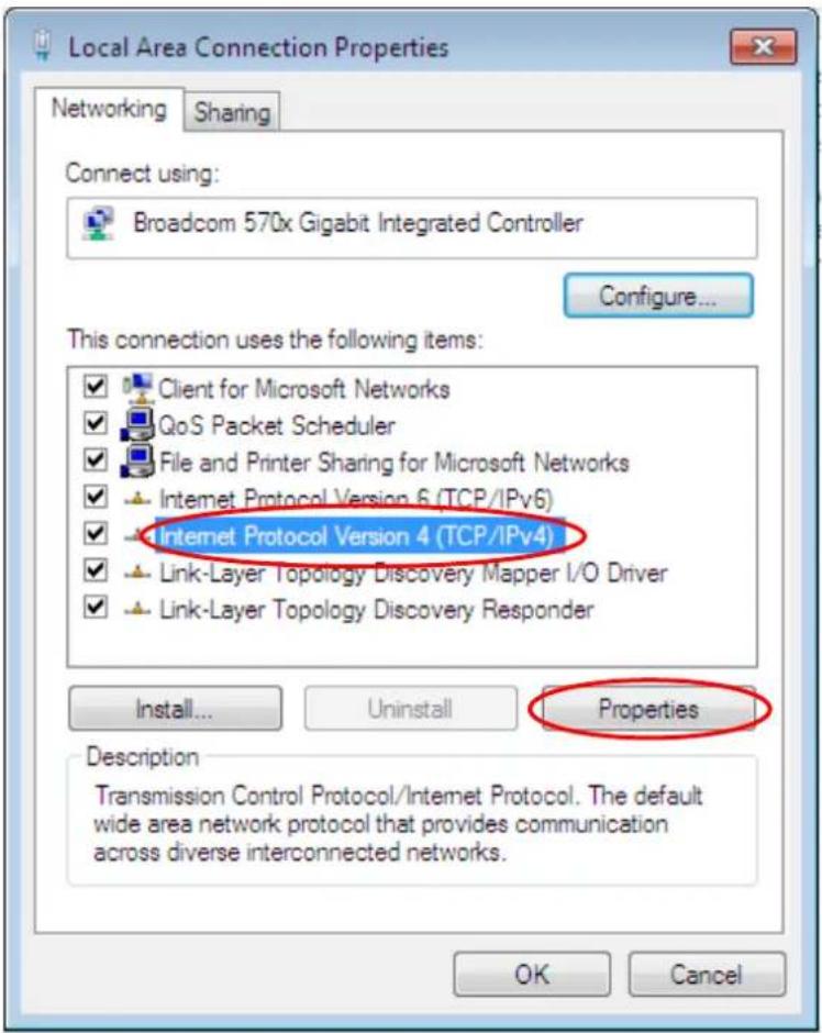 Local Area Connection Properties Networking Sharing Connect using: Broadcom 570x Gigabit Integrated Controller Configure... This connection uses the following items: ✓ Client for Microsoft Networks ✓ QoS Packet Scheduler ✓ File and Printer Sharing for Microsoft Networks ✓ Internet Protocol Version 6 (TCP/IPv6) ✓ Internet Protocol Version 4 (TCP/IPv4) ✓ Link-Layer Topology Discovery Mapper I/O Driver ✓ Link-Layer Topology Discovery Responder Install... Uninstall Properties Description Transmission Control Protocol/Internet Protocol. The default wide area network protocol that provides communication across diverse interconnected networks. OK Cancel