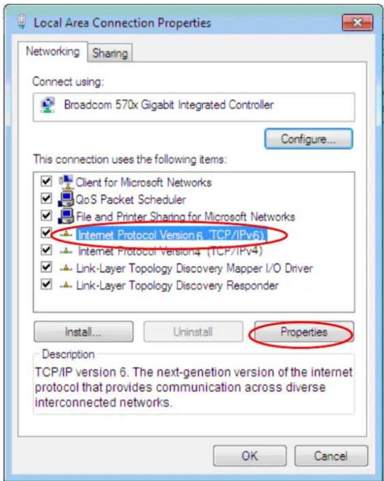 Local Area Connection Properties Networking Sharing Connect using: Broadcom 570x Gigabit Integrated Controller Configure... This connection uses the following items: ✓ Client for Microsoft Networks ✓ QoS Packet Scheduler ✓ File and Printer Sharing for Microsoft Networks ✓ Internet Protocol Version 6 (TCP/IPv6) ✓ Internet Protocol Version 4 (TCP/IPv4) ✓ Link-Layer Topology Discovery Mapper I/O Driver ✓ Link-Layer Topology Discovery Responder Install... Uninstall Properties Description TCP/IP version 6. The next-genetion version of the internet protocol that provides communication across diverse interconnected networks. OK Cancel