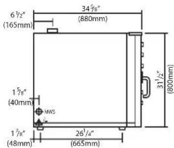 6 1/2" (165mm) 34 5/8" (880mm) 1 5/8" (40mm) MNS 1 7/8" (48mm) 26 1/4" (665mm) 31 1/2" (800mm)