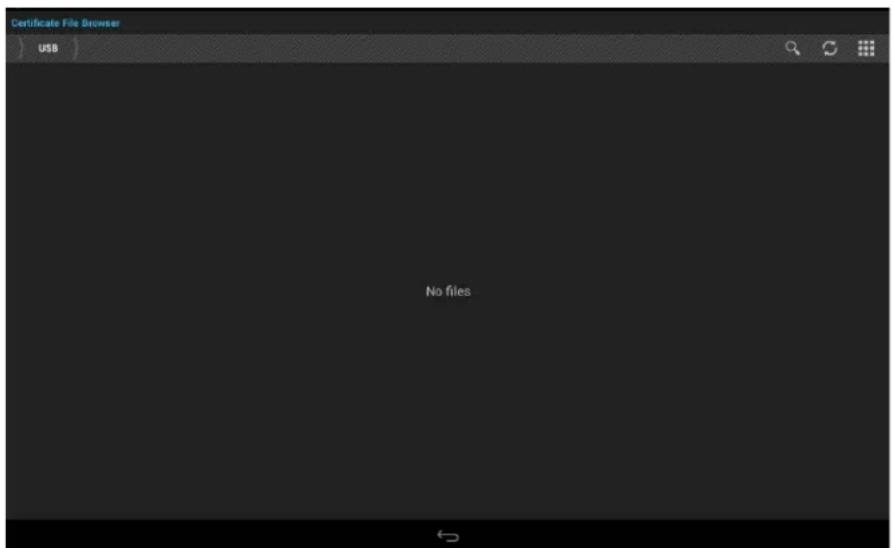 Certificate File Browser USB No files