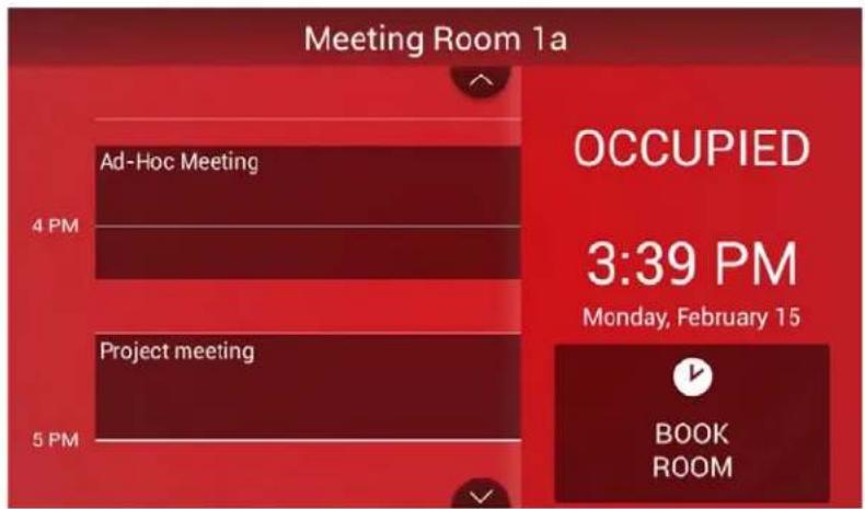 Meeting Room 1a Ad-Hoc Meeting 4 PM Project meeting 5 PM OCCUPIED 3:39 PM Monday, February 15 BOOK ROOM