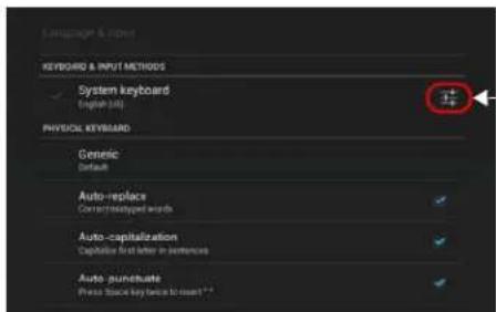 KEYBOARD & INPUT METHODS System keyboard (english mini) PHYSICAL KEYBOARD Generic Default Auto-replace Correct/instated words Auto-capitalization Capabilities first letter in sentences Auto-punctuate Press State key bits to cast **