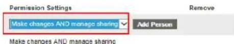 Permission Settings Make changes AND manage sharing Add Person Make changes AND manage sharing