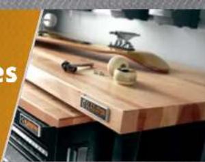 Kitchen countertop with wooden cutting board and kitchen utensils (no visible text or symbols)