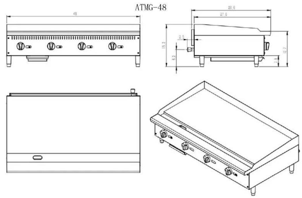 Atosa CookRite ATMG24 - 4.1、Outline Dimensions(in) ^* - 8