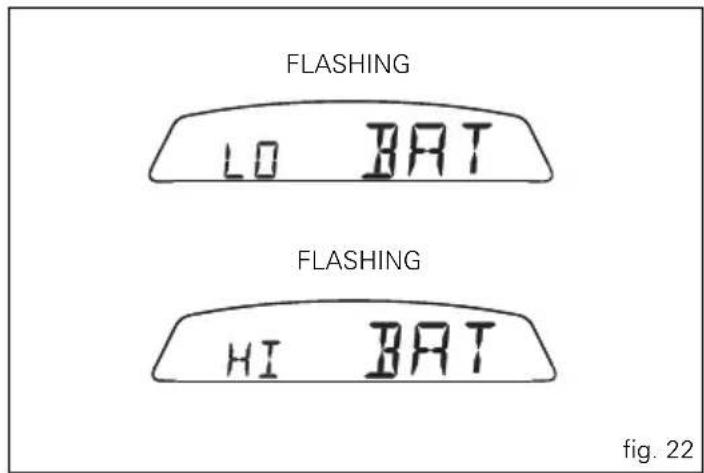 FLASHING LO BAT FLASHING HI BAT fig. 22