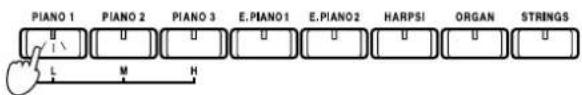 PIANO 1 PIANO 2 PIANO 3 E.PIANO1 E.PIANO2 HARPSI ORGAN STRINGS L M H