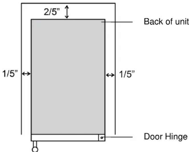 2/5" Back of unit 1/5" 1/5" Door Hinge