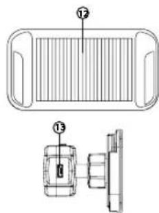 Technical diagram showing a mechanical component with labeled parts 12 and 13, including a side view of a housing.