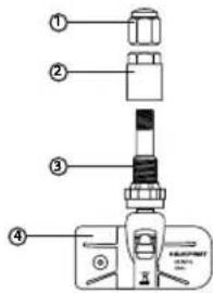Diagram of a mechanical assembly with numbered components, likely for assembly or maintenance instructions.