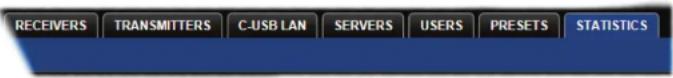 RECEIVERS TRANSMITTERS C-USB LAN SERVERS USERS PRESETS STATISTICS