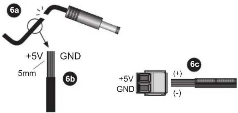 6a +5V GND 5mm 6b +5V GND (+) 6c (-)