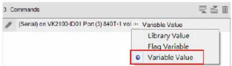 (Serial) on VK2100-ID01 Port (3) 840T-1 vol (x) Variable Value Library Value Flag Variable Variable Value
