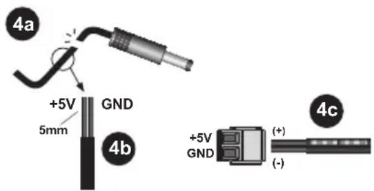 4a +5V GND 5mm 4b +5V GND (+) (+) (-) 4c