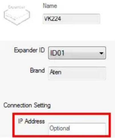 Expander Name VKZ24 Expander ID ID01 Brand Aten Connection Setting IP Address Optional