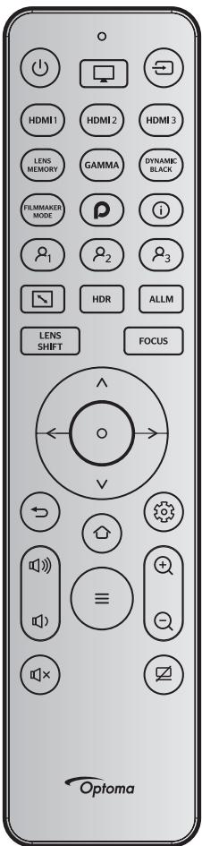 HDMI1 HDMI2 HDMI3 LENS MEMORY GAMMA DYNAMIC BLACK FILMMAKER MODE i o1 o2 o3 HDR ALLM LENS SHIFT FOCUS ^ o V Optoma