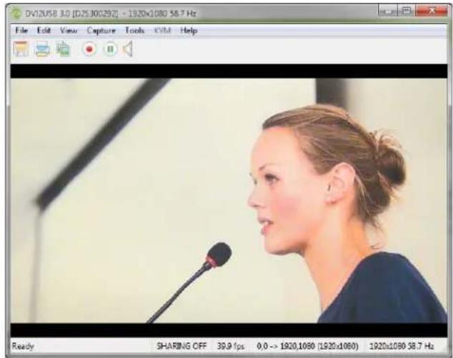 DVI:2USB 3.0 [DZ5J0029] - 1920x1080 58.7 Hz File Edit View Capture Tools CVM Help Ready SHARING OFF 39.9 fps 0.0 -> 1920,1080 (1920x1080) 1920x1080 58.7 Hz