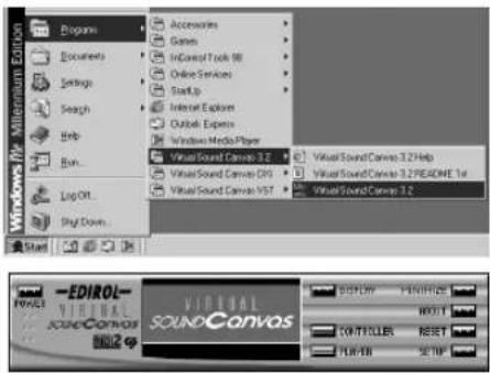 Windows Pro Alterium Edition Programs Documents Settings Search Help Run... Log Out... Play Down... Start Accessories Games InCorrect Tools 50 Online Services StartUp Internal Explains Outback Explains Windows Media Player VisualSound Canvas 3.2 VisualSound Canvas 4.0 VisualSound Canvas 5.7 VisualSound Canvas 3.2 Help VisualSound Canvas 3.2 PREADME 1st VisualSound Canvas 3.2 EDIROL VIRTUAL SOUNDCONVAS VIBEVAL SOUNDCONVAS DISPLAY HENSIVE BOOT CONTROLLER RESET TURNER START