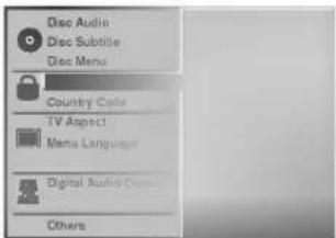 Disc Audio Disc Subtile Disc Menu Country Code TV Aspect Menu Language Digital Audio Comp Others