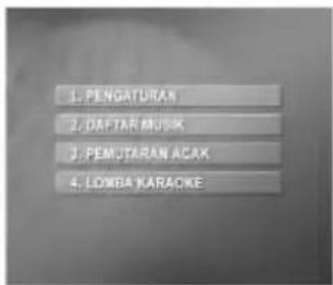 1. PENGATURAN 2. DAFTAR MUSIK 3. PEMUTARAN AOK 4. LOMBA KARAOKE