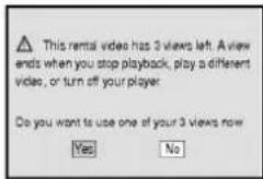 This rental video has 3 views left. A view ends when you stop playback, play a different video, or turn off your player. Do you want to use one of your 3 views now Yes No