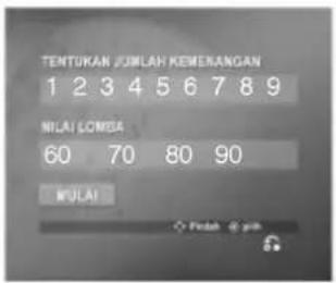 TENTUKAN JUJIAH KEMERANGAN 1 2 3 4 5 6 7 8 9 NILAI LOMEA 60 70 80 90 MULAI Fokah 4 pm