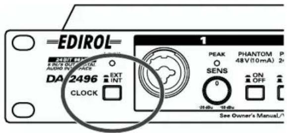 EDIROL 248V 14K & IN/8 OUT AUDIO INTUANCE DA 2496 CLOCK EXT INT 1 PEAK PHANTOM 48V(10mA) 2- SENS ON OFF 21 dB 18 dB See Owner's Manual/