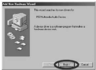Add New Hardware Wizard This wizard searches for new drivers for PC Multimedia Audio Device A device driver is a software program that makes a hardware device work. Next > Cancel